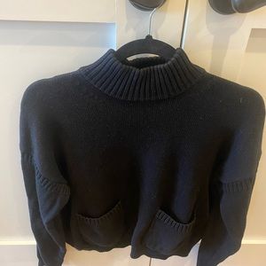 J crew black cotton sweater with pockets